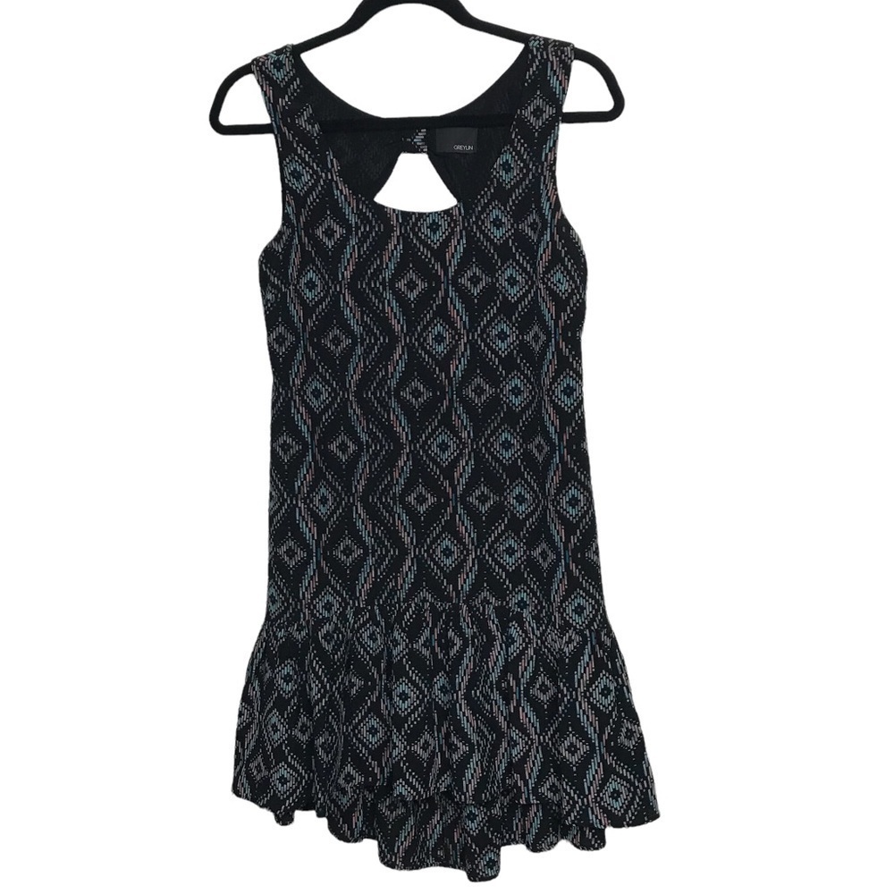 Greylin Black Multicolor Sleeveless Cut Out Back Mini Dress Approx Small